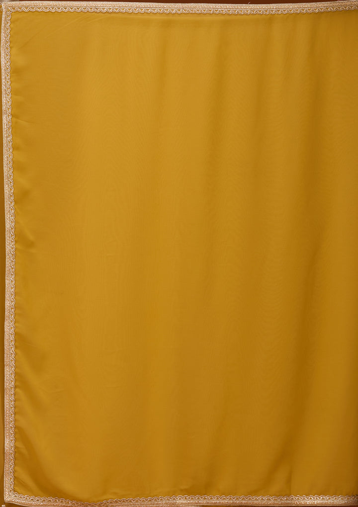 Mustard Yellow Threadwork Georgette Readymade Salwar Suit