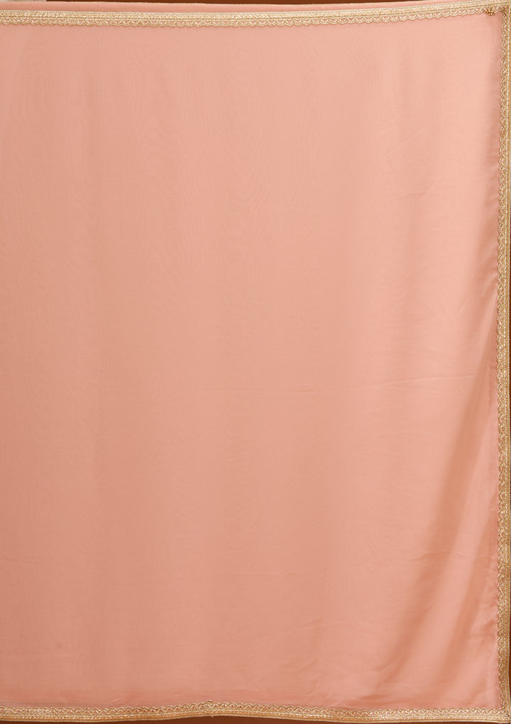 Peach Threadwork Georgette Readymade Salwar Suit