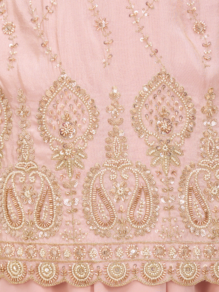 Baby Pink Cutdana Tissue Readymade Salwar Suit