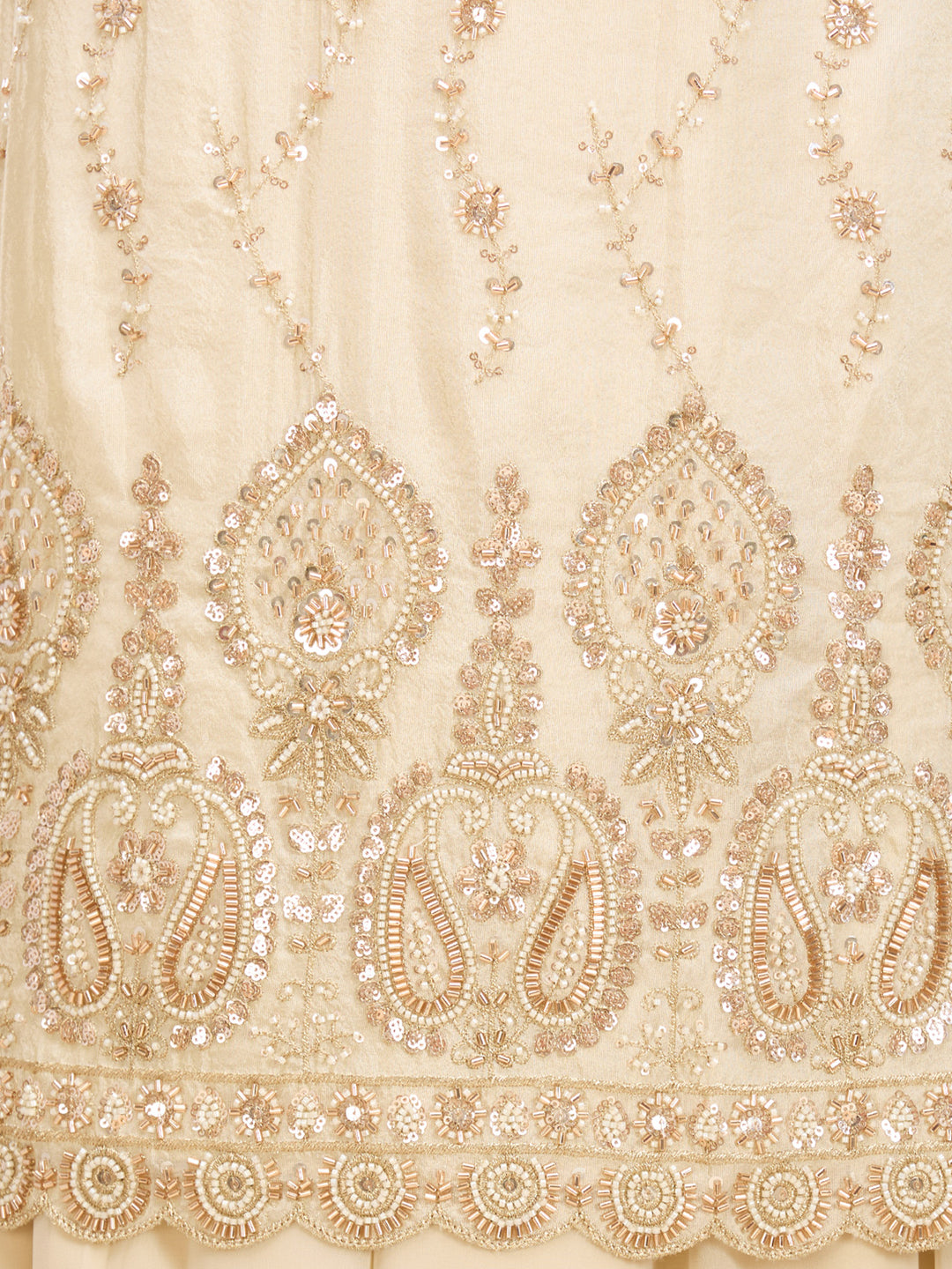 Cream Cutdana Tissue Readymade Salwar Suit
