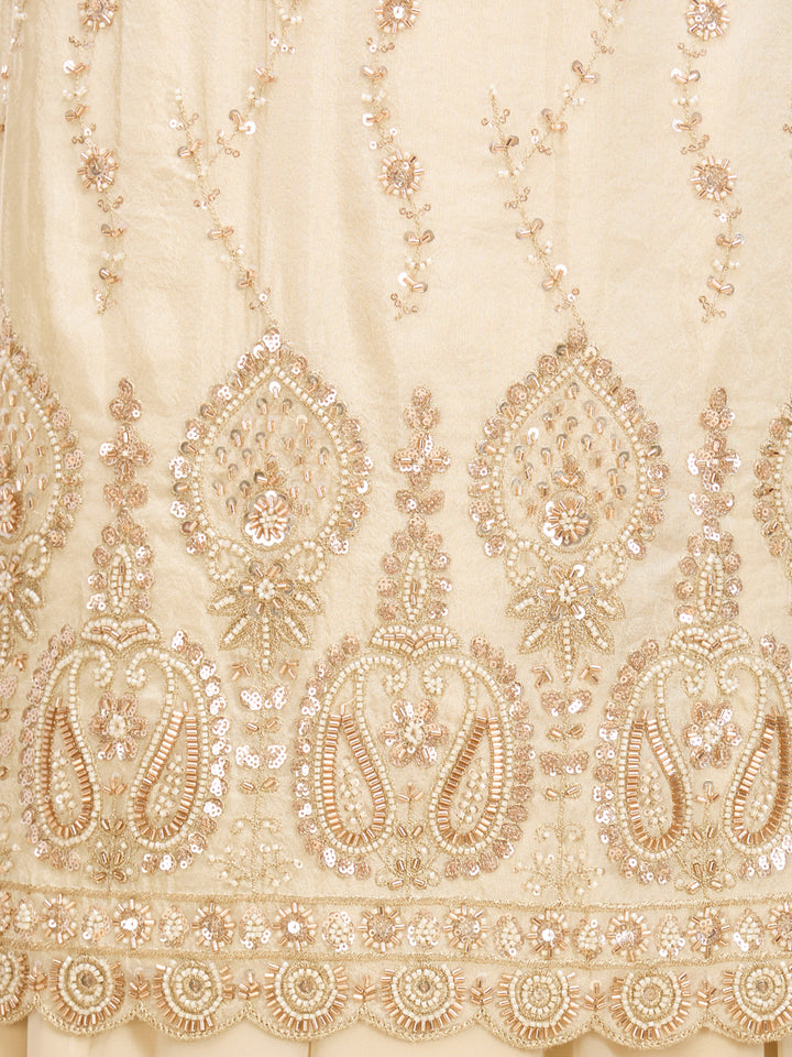 Cream Cutdana Tissue Readymade Salwar Suit