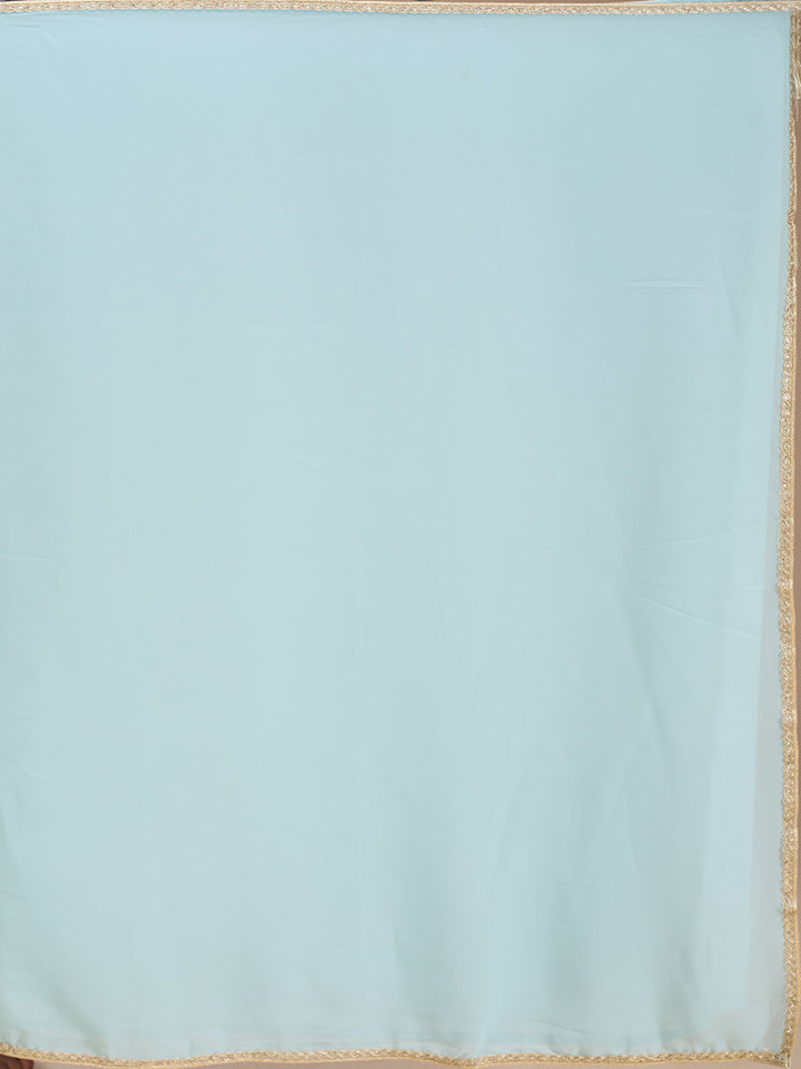 Blue Cutdana Crepe Readymade Salwar Suit