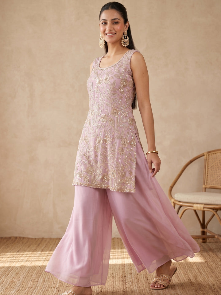 Onion Pink Cutdana Crepe Readymade Salwar Suit