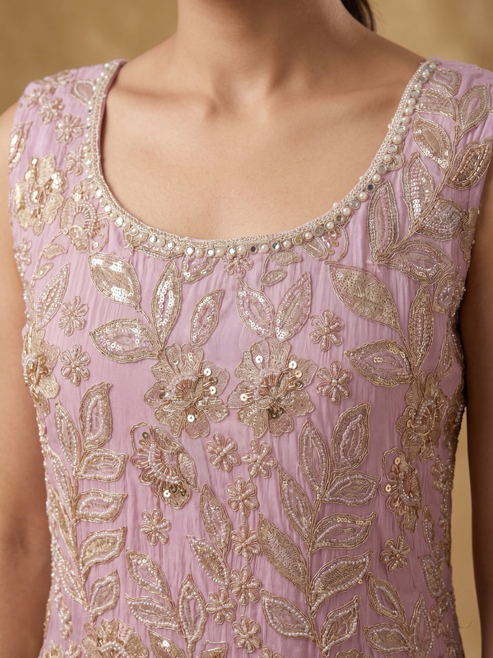 Onion Pink Cutdana Crepe Readymade Salwar Suit