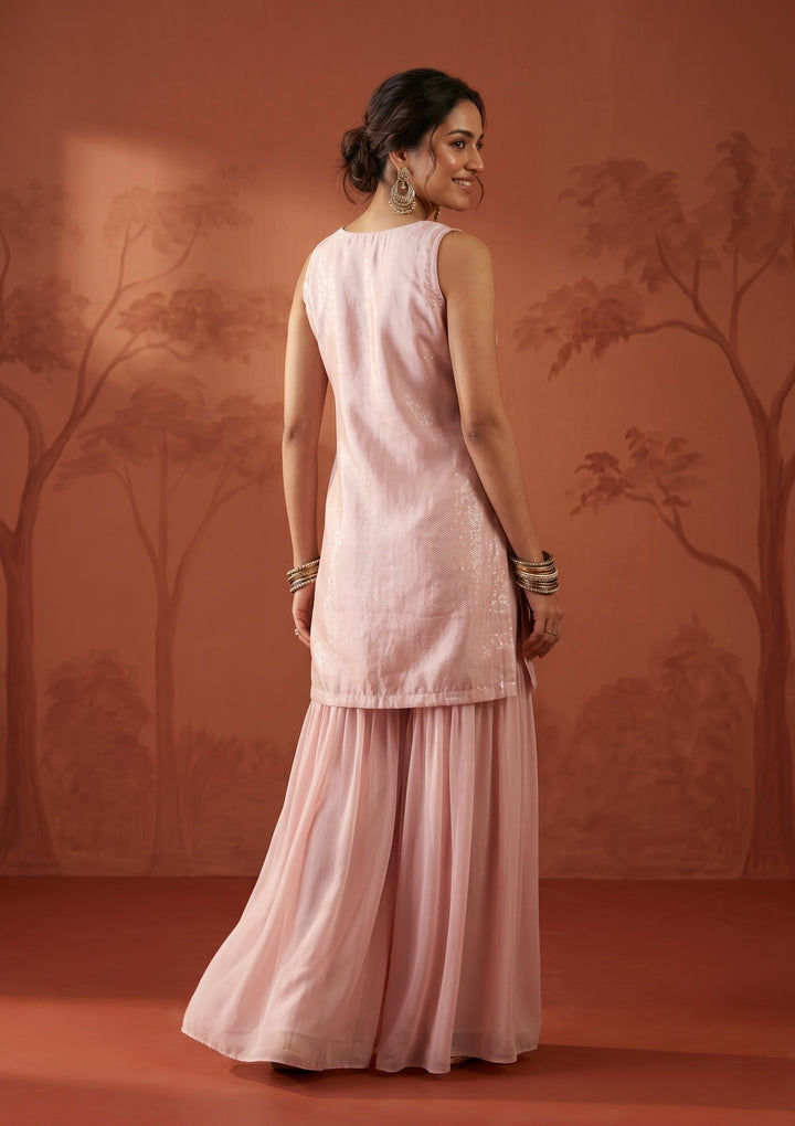 Baby Pink Cutdana Tissue Readymade Salwar Suit
