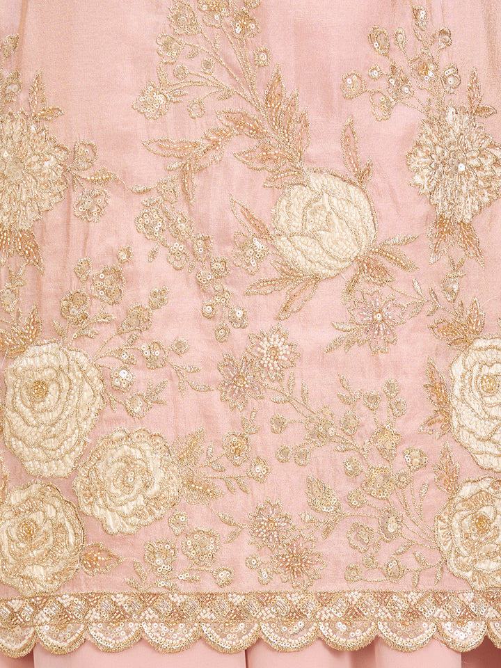 Baby Pink Cutdana Tissue Readymade Salwar Suit