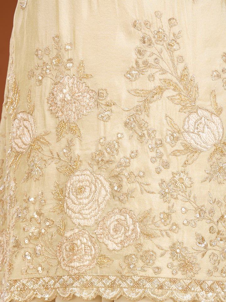 Cream Cutdana Tissue Readymade Salwar Suit