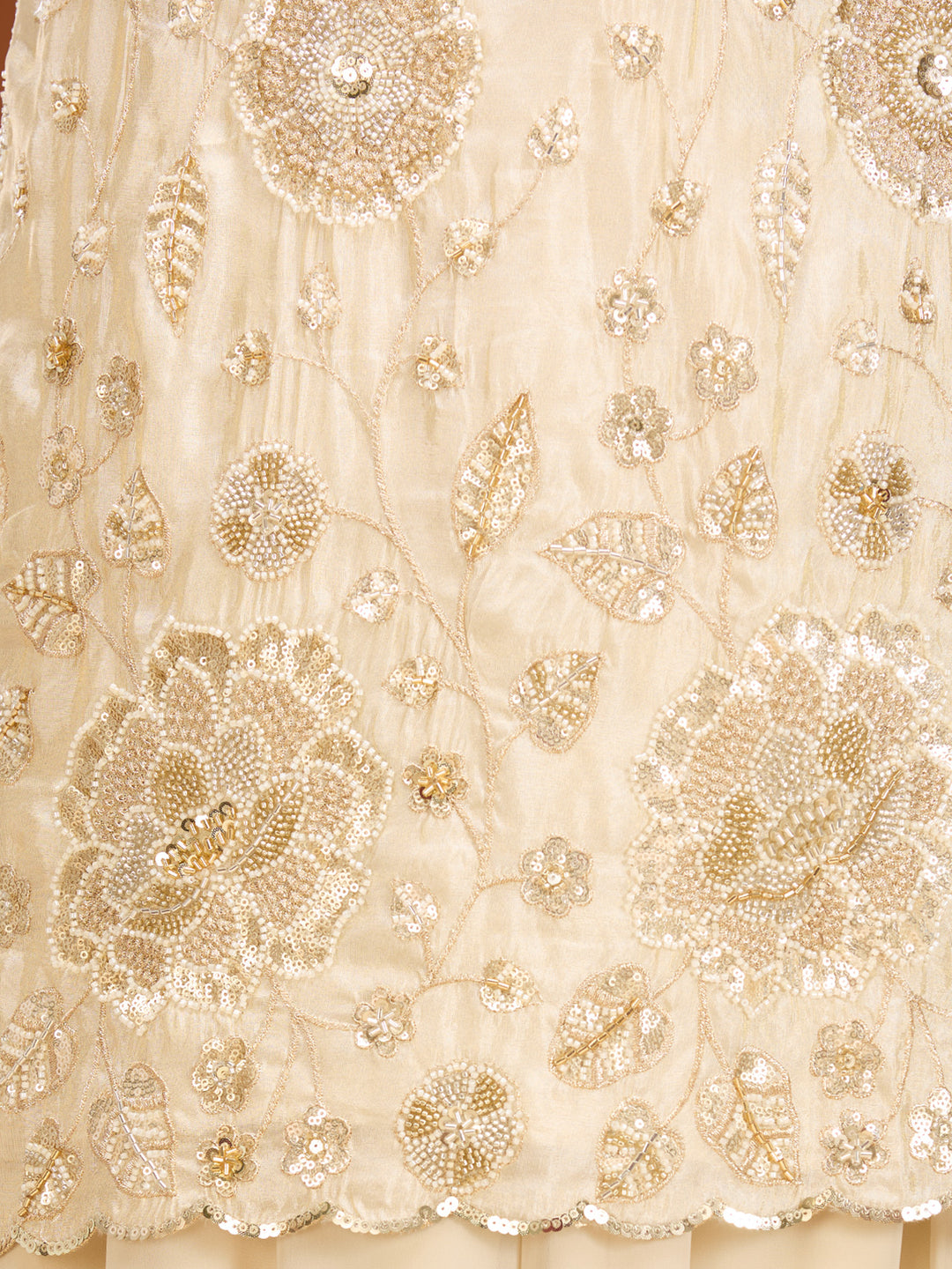 Off White Cutdana Tissue Readymade Salwar Suit
