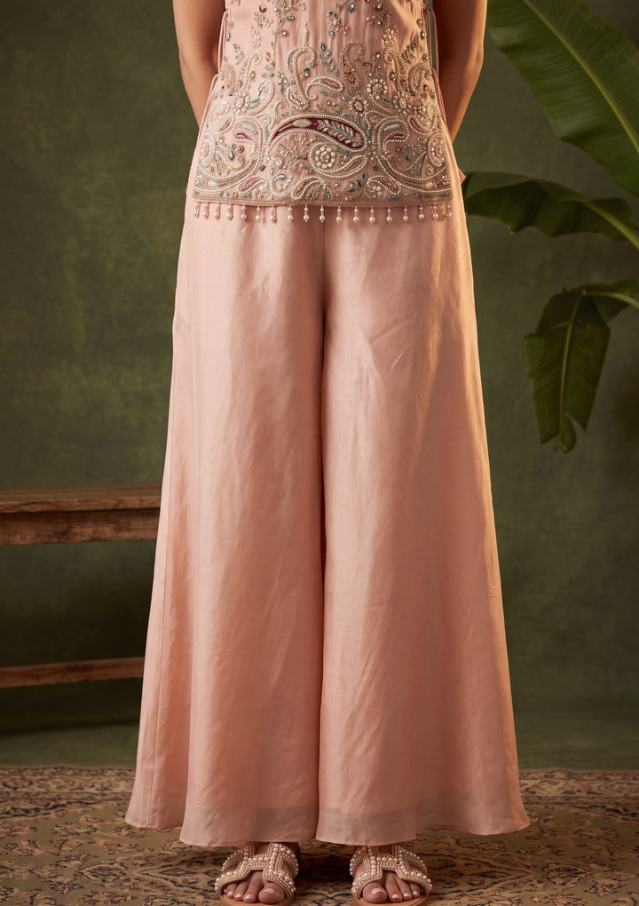 Peach Cutdana Tissue Readymade Salwar Suit