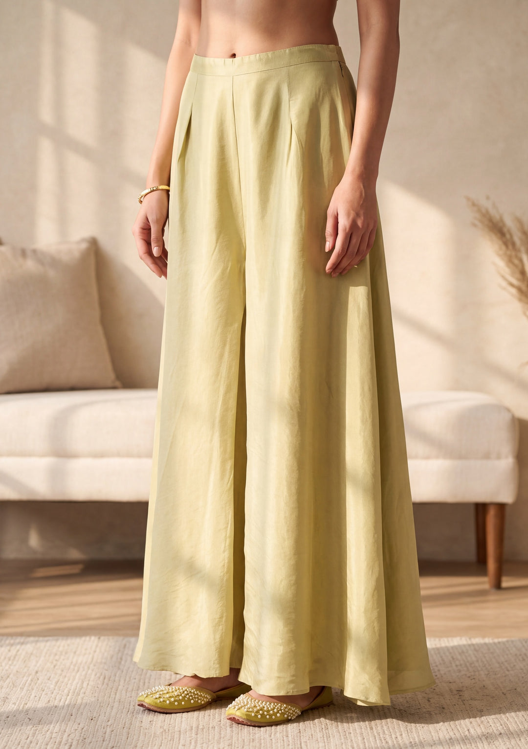 Pista Green Cutdana Tissue Readymade Salwar Suit