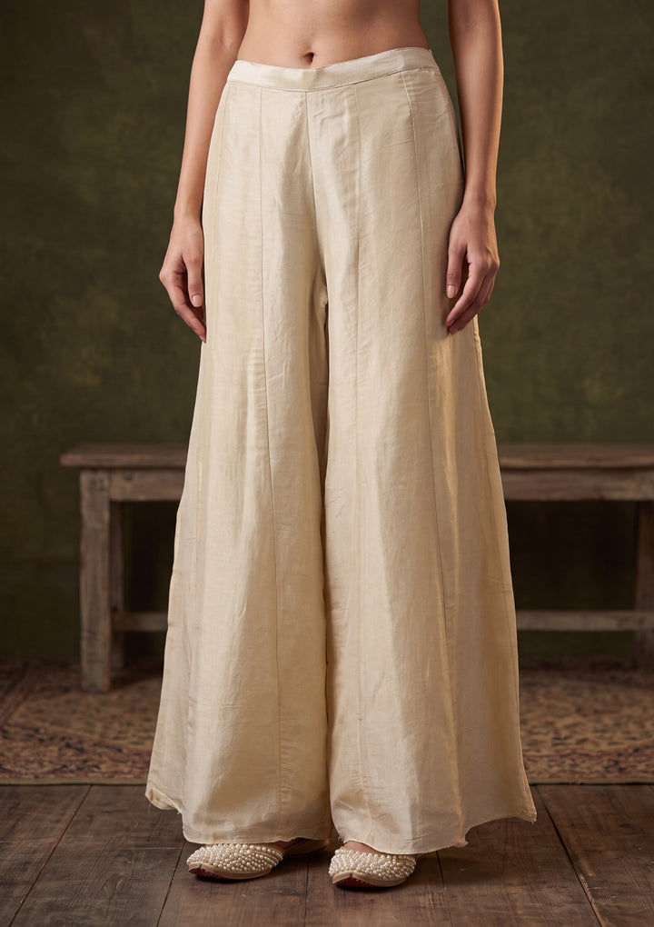Cream Zariwork (Gold) Chinon Readymade Salwar Suit