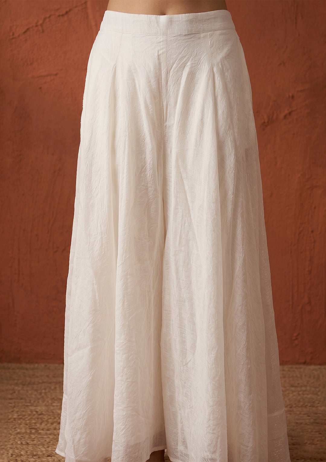 Off White Cutdana Tissue Readymade Salwar Suit