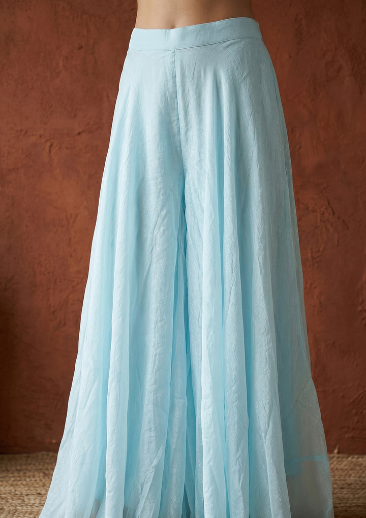 Sky Blue Cutdana Tissue Readymade Salwar Suit