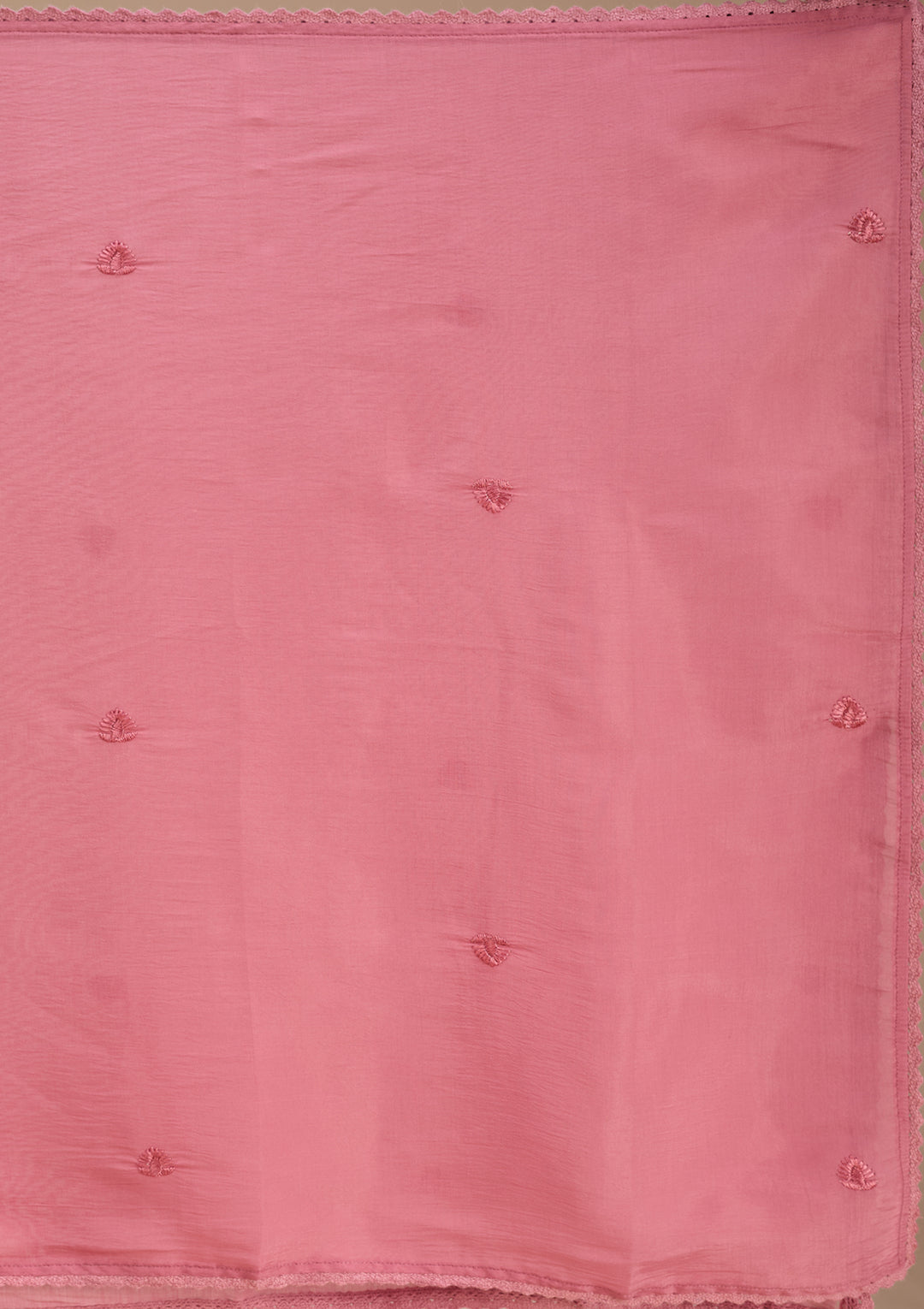 Gajari Pink Threadwork Chanderi Readymade Salwar Suit