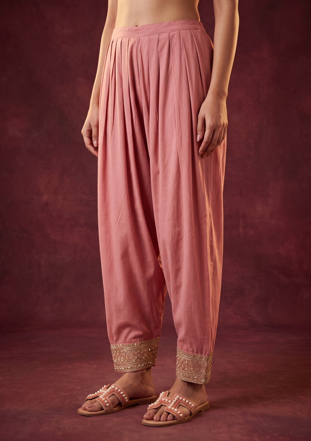 Peach Soft Raw Silk Gold Zariwork Straight Kurta With Patiala And Dupatta