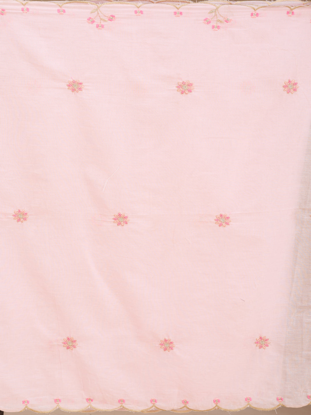 Baby Pink Threadwork Cotton Readymade Salwar Suit