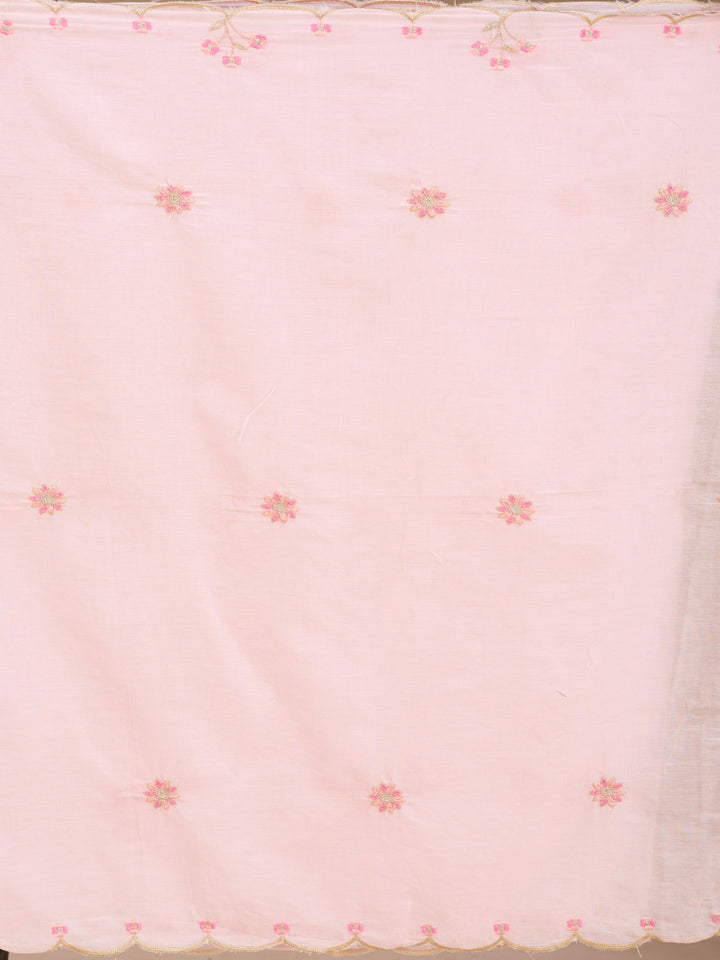 Baby Pink Threadwork Cotton Readymade Salwar Suit