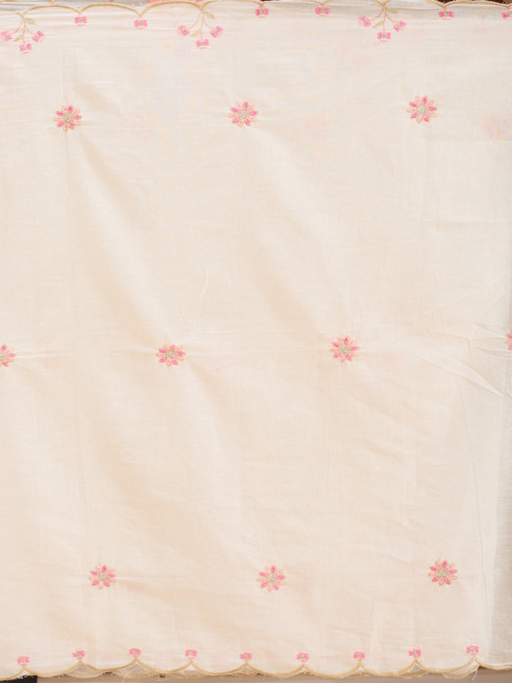 Cream Threadwork Cotton Readymade Salwar Suit