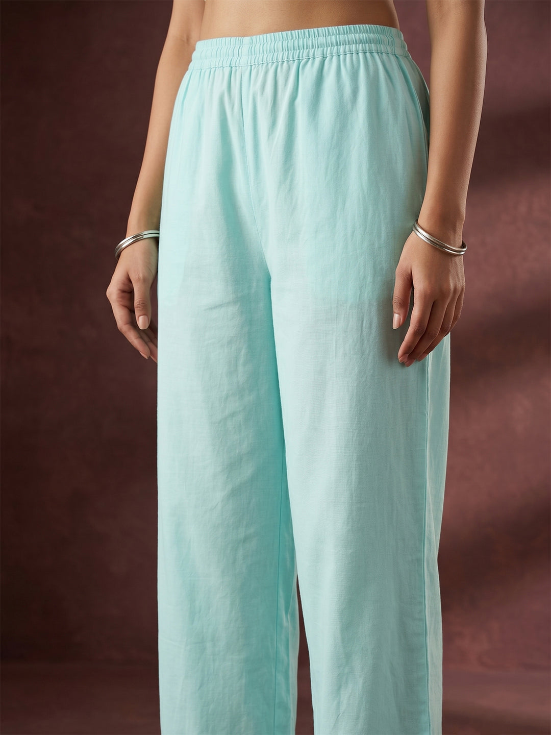 Sea Green Threadwork Cotton Readymade Salwar Suit