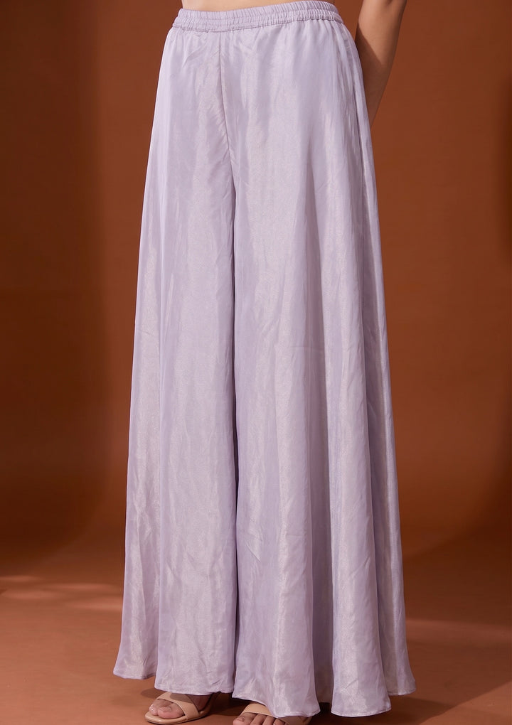 Lavender Mirrorwork Crepe Readymade Salwar Suit