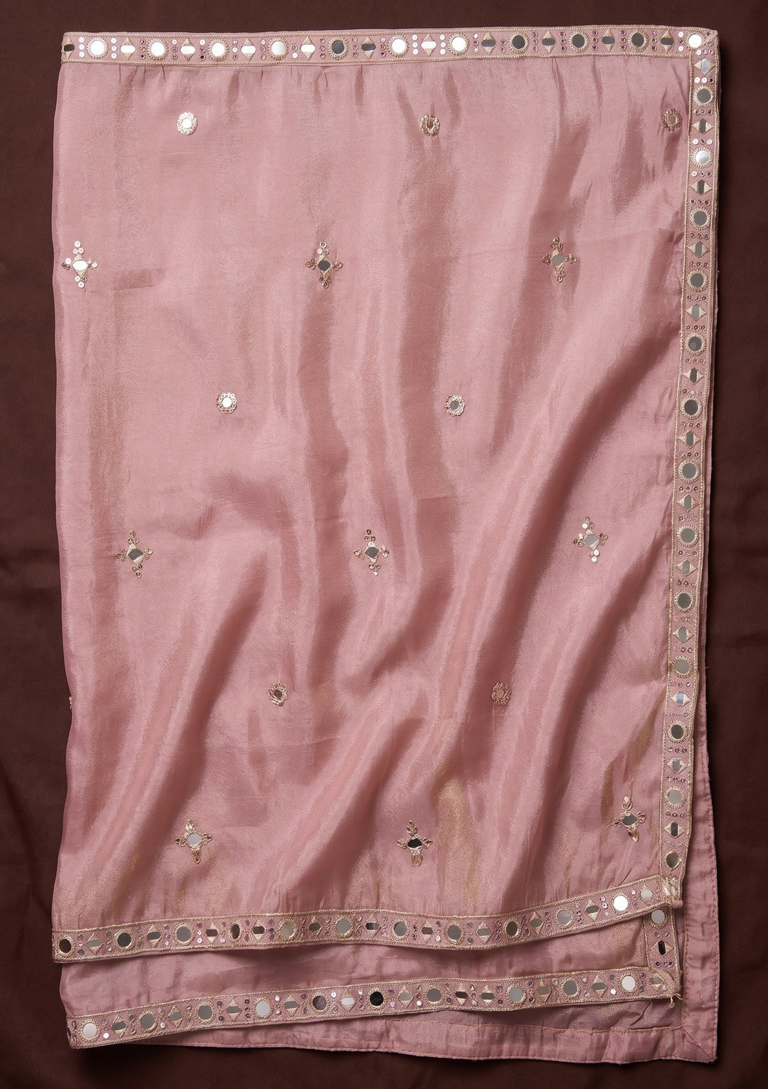 Onion Pink Mirrorwork Crepe Readymade Salwar Suit