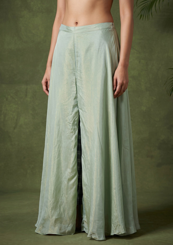 Pista Green Mirrorwork Crepe Readymade Salwar Suit