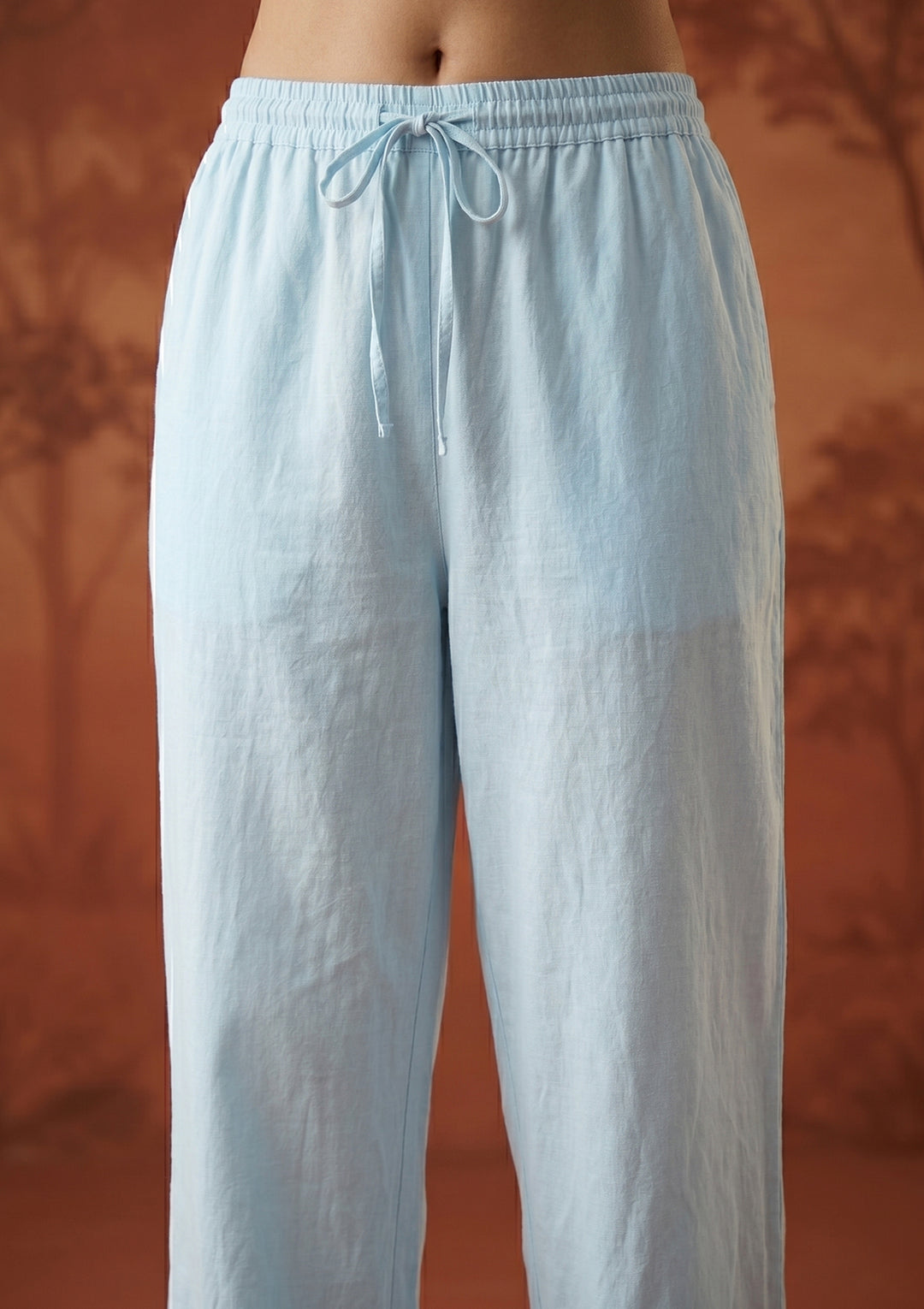 Sky Blue Threadwork Cotton Readymade Salwar Suit