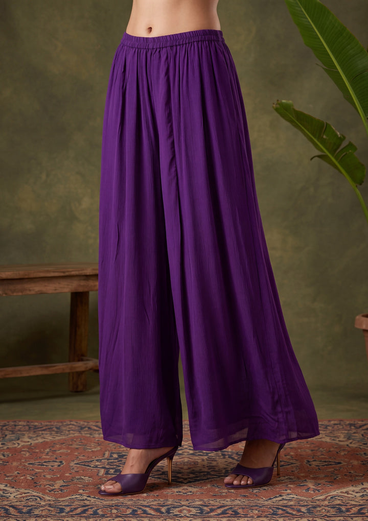Purple Zariwork (Gold) Chinon Readymade Salwar Suit