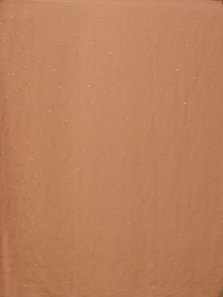 Peach Tissue Gold Zariwork Jacket Kurta With Palazzo And Dupatta