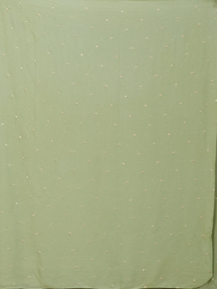 Pista Green Tissue Gold Zariwork Jacket Kurta With Palazzo And Dupatta