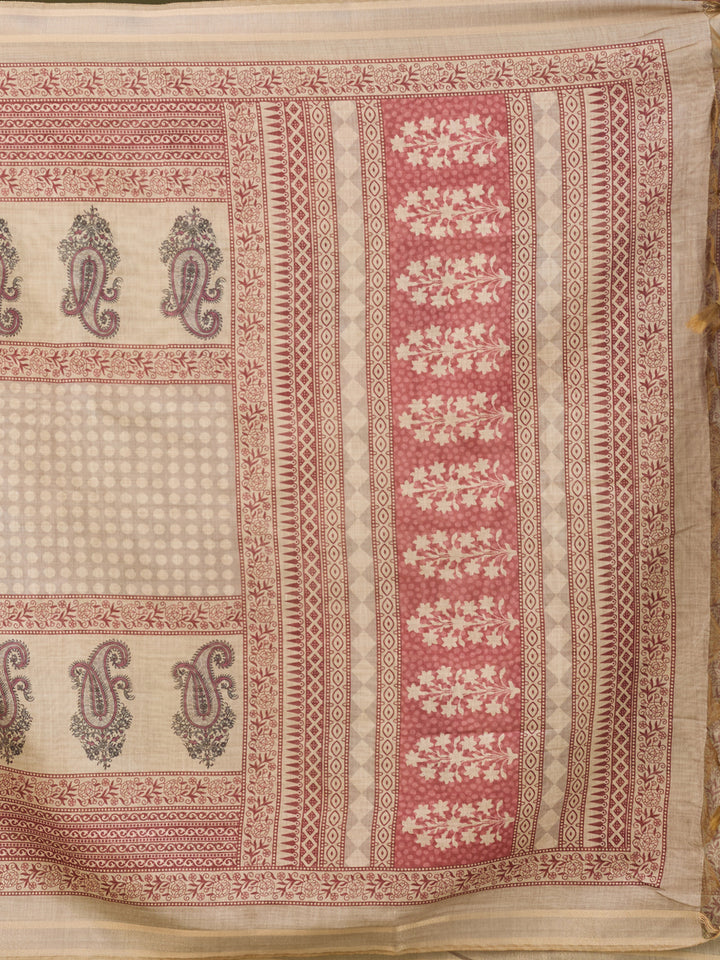 Beige Chanderi Silver Stonework Straight Kurta With Pant Regular And Dupatta