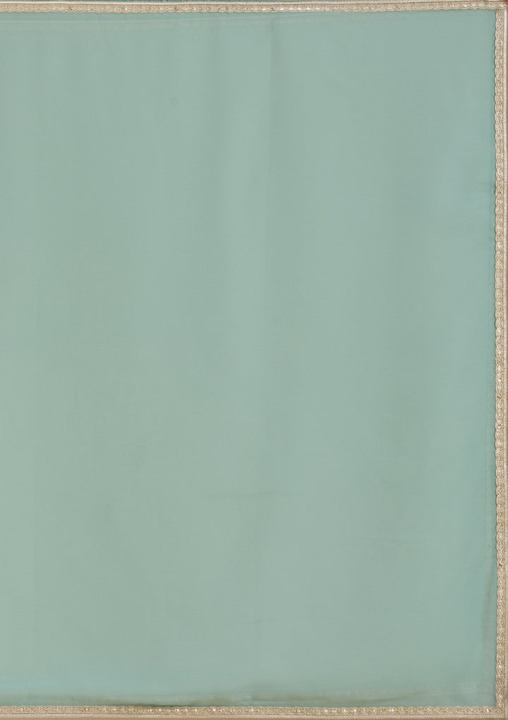 Sea Green Sequins Georgette Readymade Salwar Suit