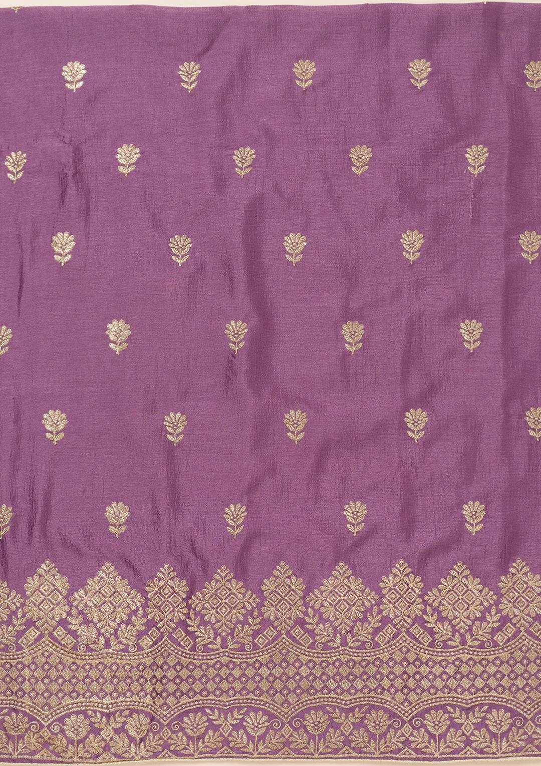 Lavender Soft Raw Silk Swarovski Unstitched Dress Material With Matching Bottom And Dupatta
