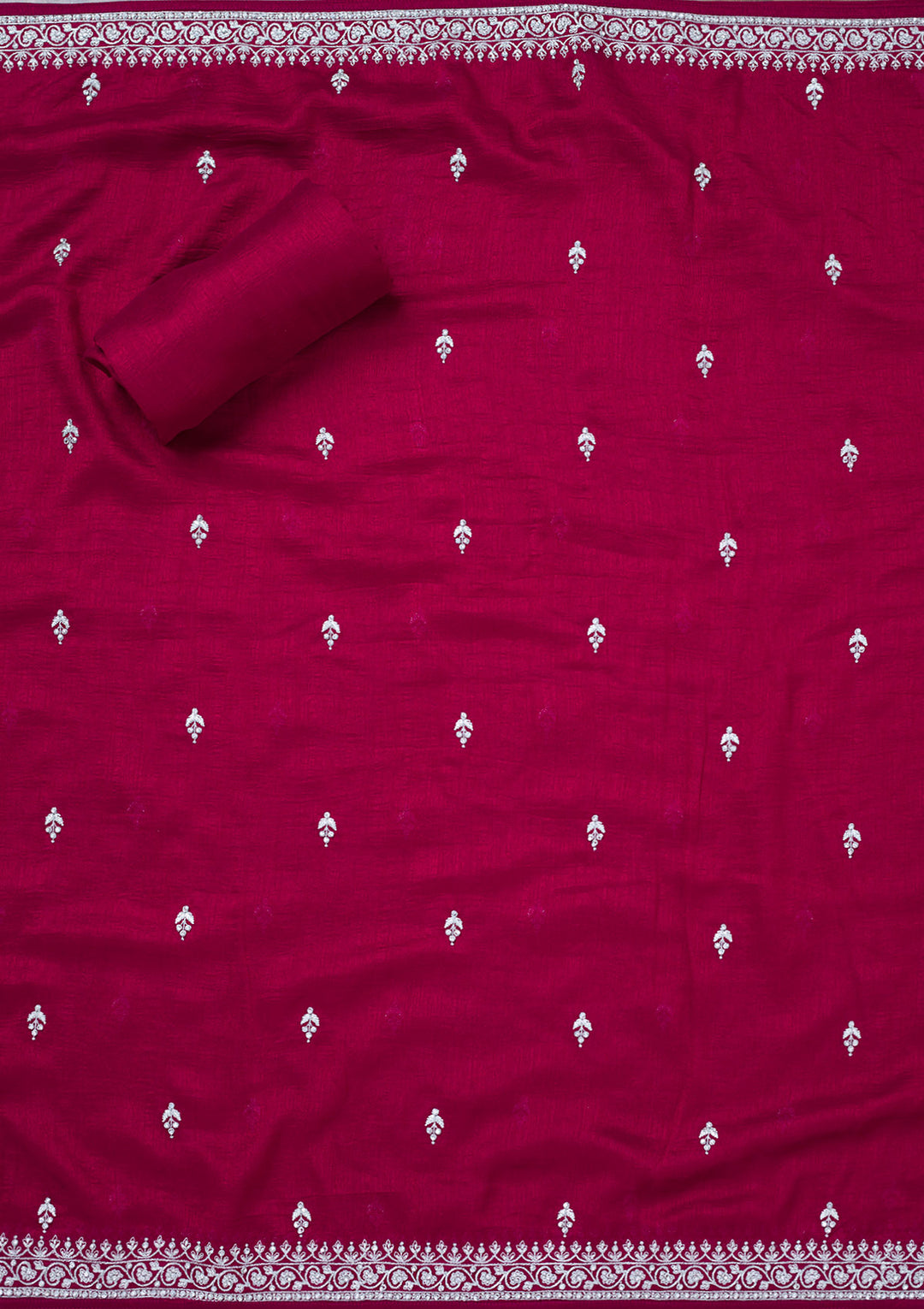 Maroon Soft Raw Silk Cording Unstitched Dress Material With Matching Bottom And Dupatta