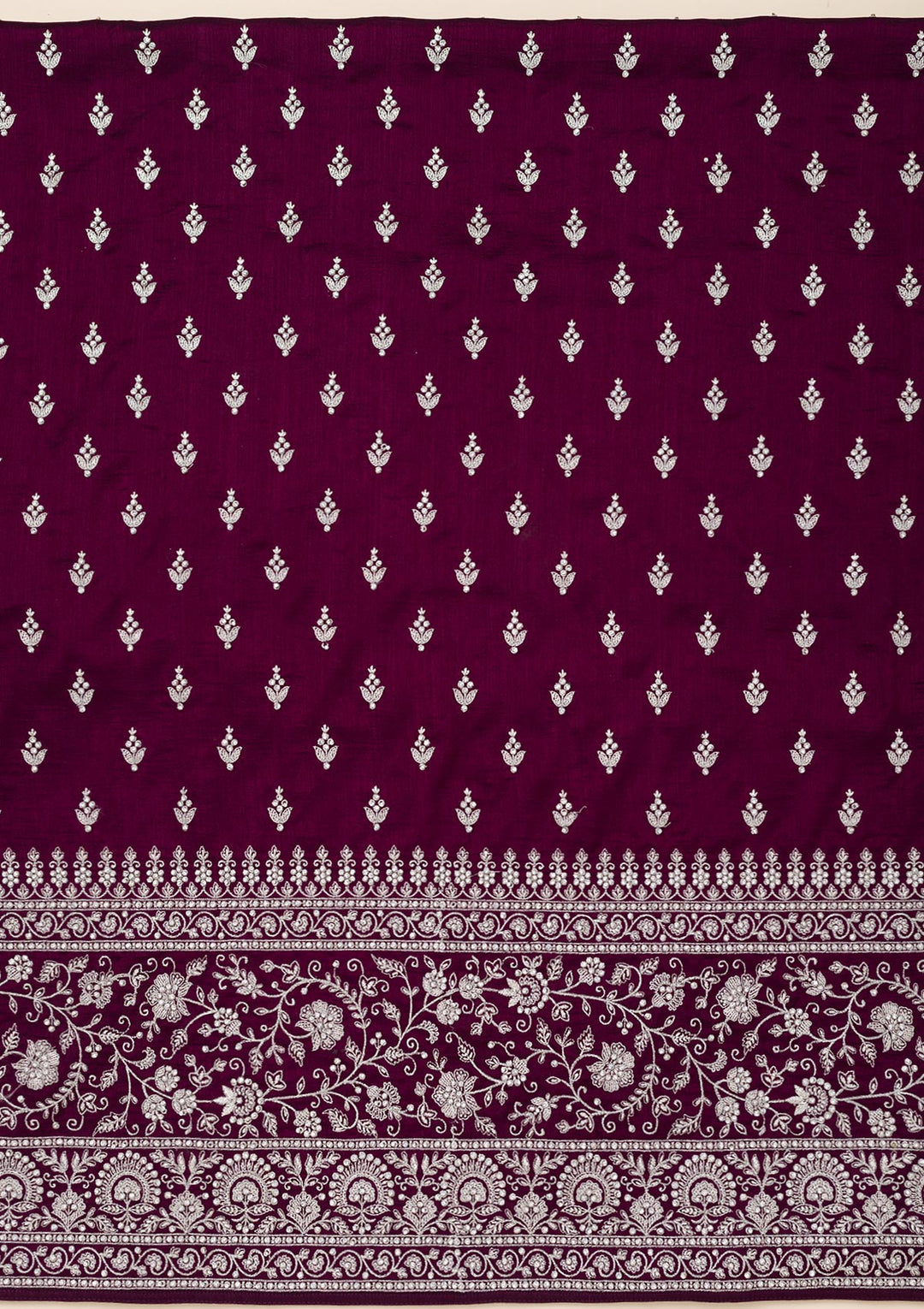 Wine Soft Raw Silk Cording Unstitched Dress Material With Matching Bottom And Dupatta