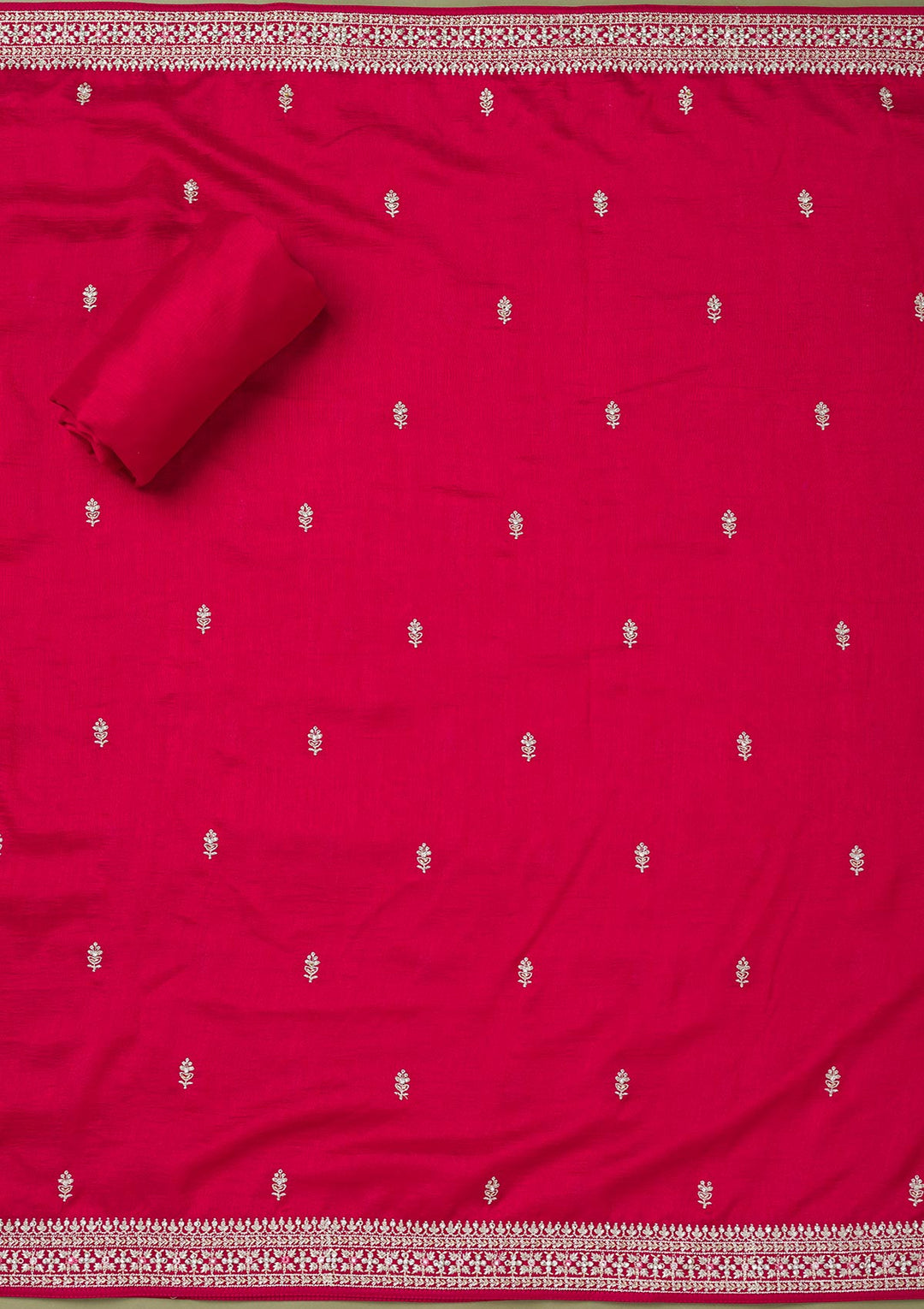 Rani Pink Zariwork Art Silk Unstitched Salwar Suit