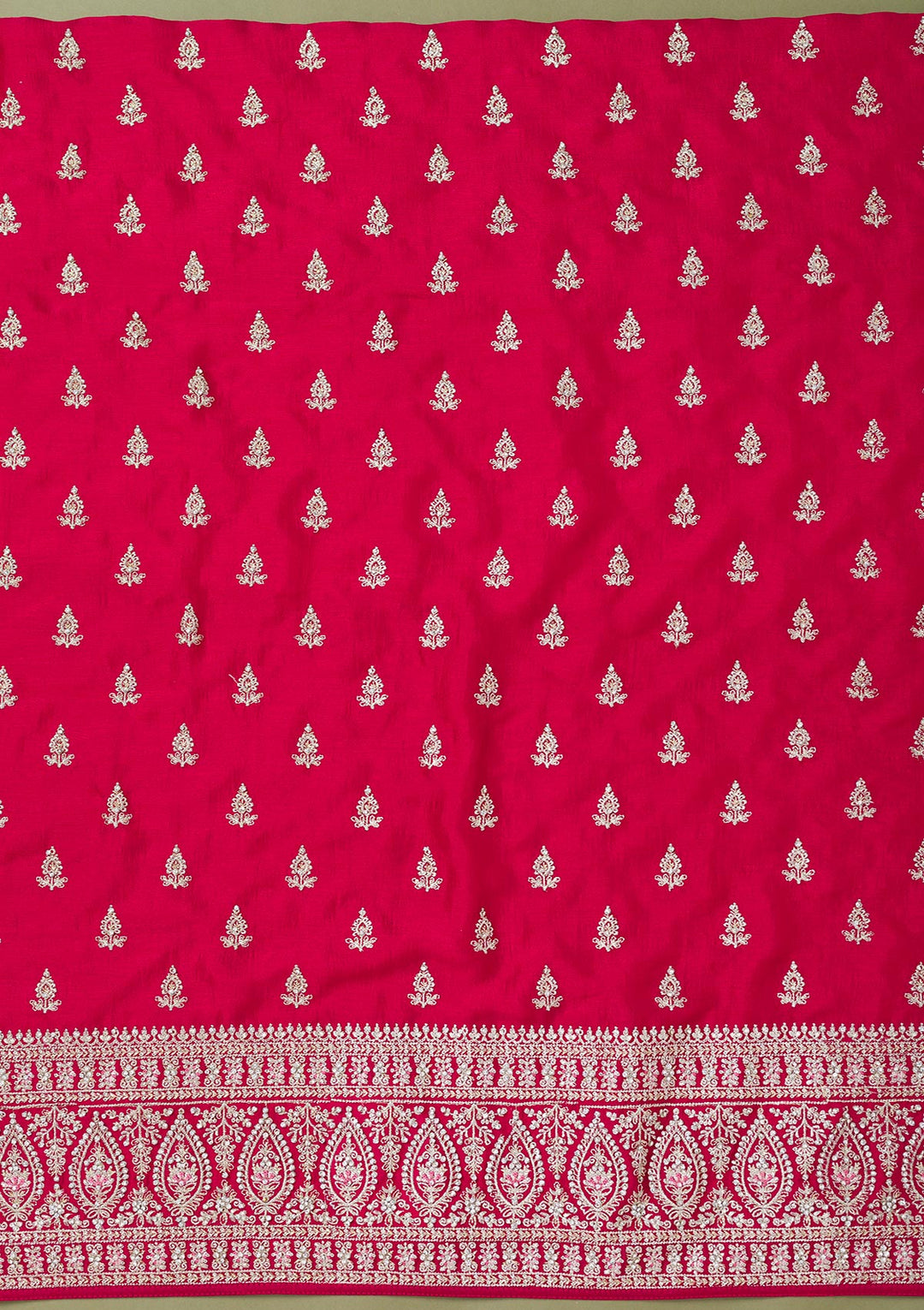 Rani Pink Zariwork Art Silk Unstitched Salwar Suit