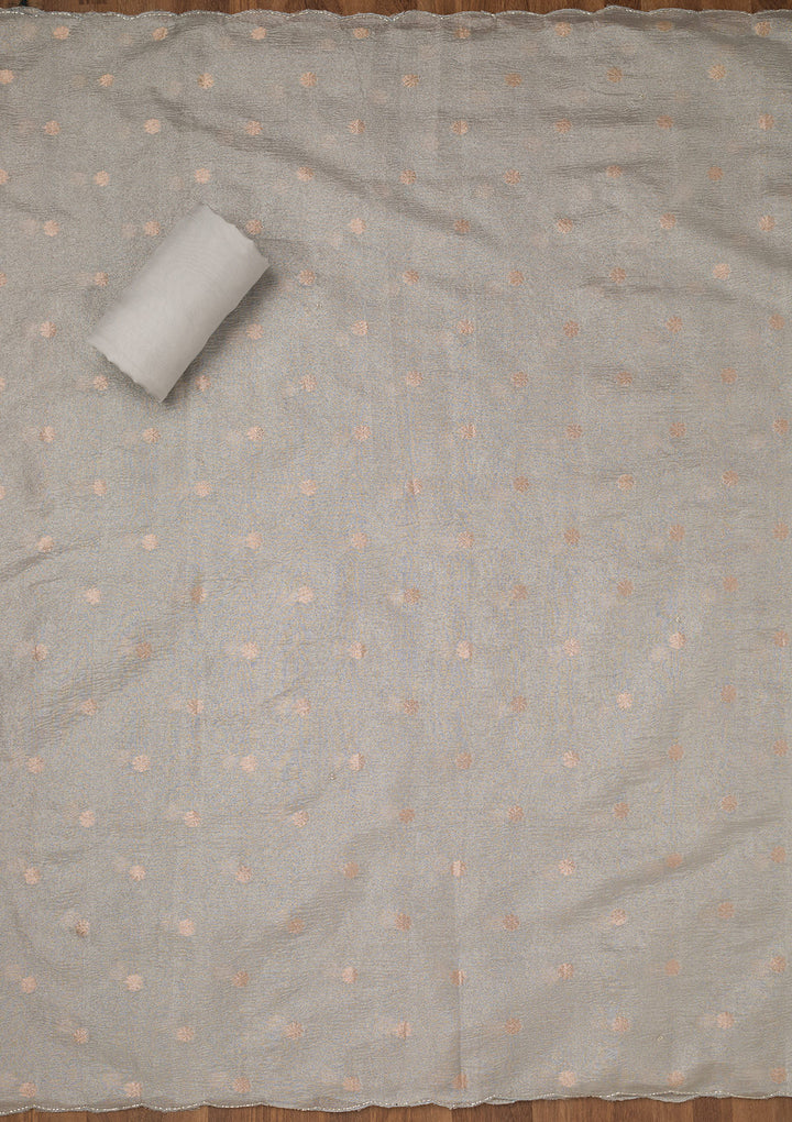 Grey Stonework Tissue Unstitched Salwar Suit