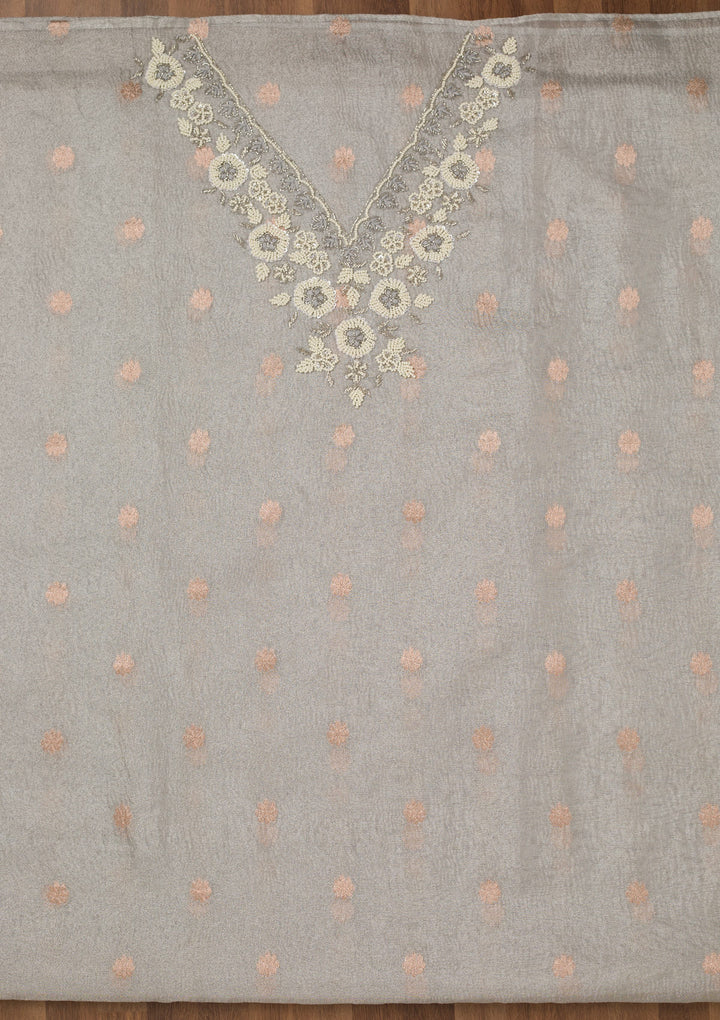 Grey Stonework Tissue Unstitched Salwar Suit