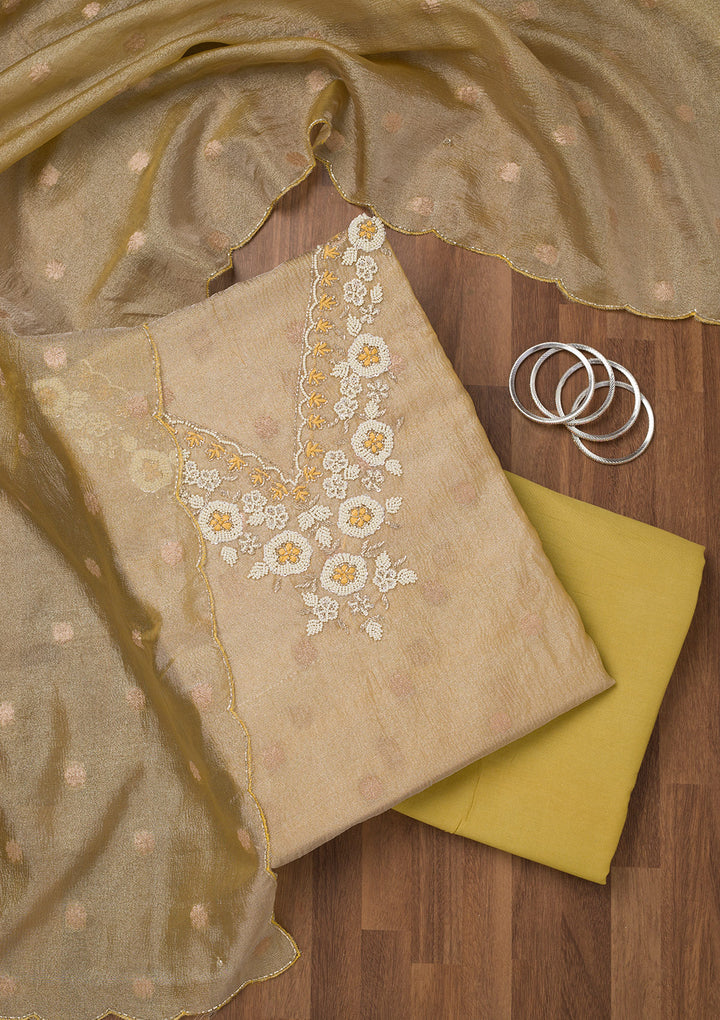 Pista Green Stonework Tissue Unstitched Salwar Suit