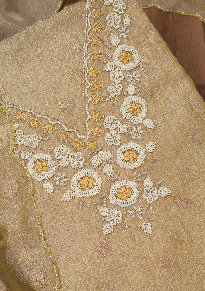 Pista Green Stonework Tissue Unstitched Salwar Suit