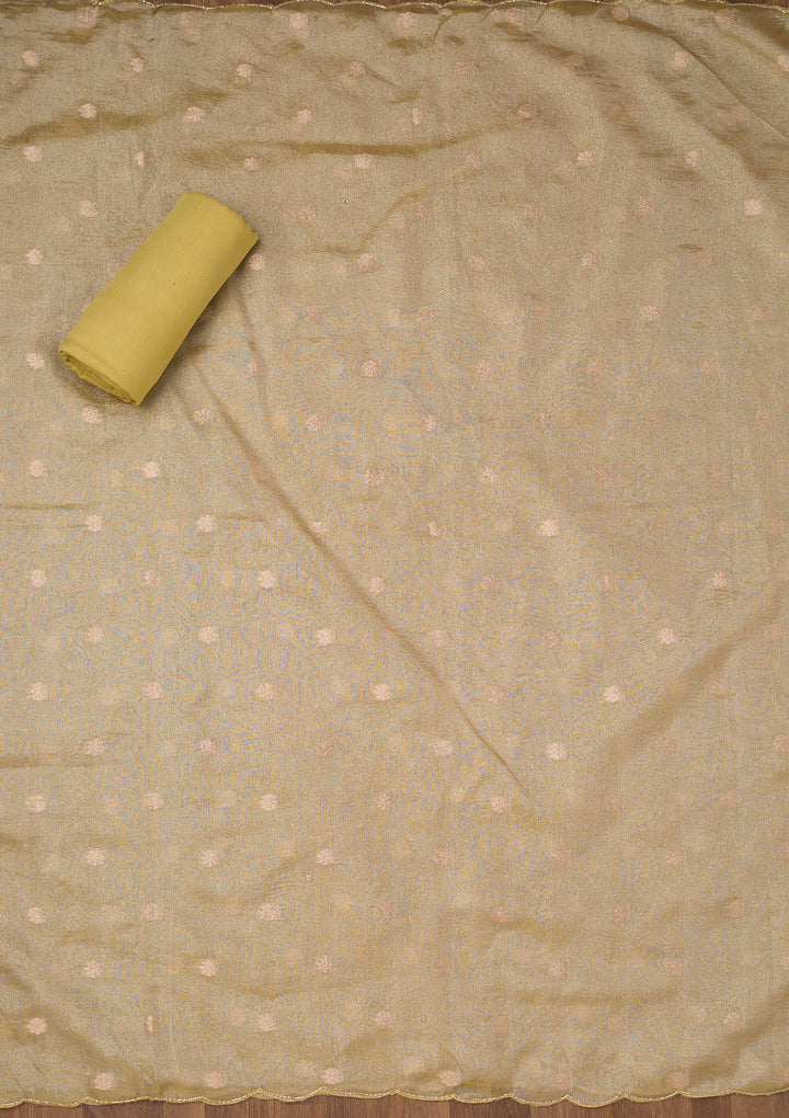 Pista Green Stonework Tissue Unstitched Salwar Suit