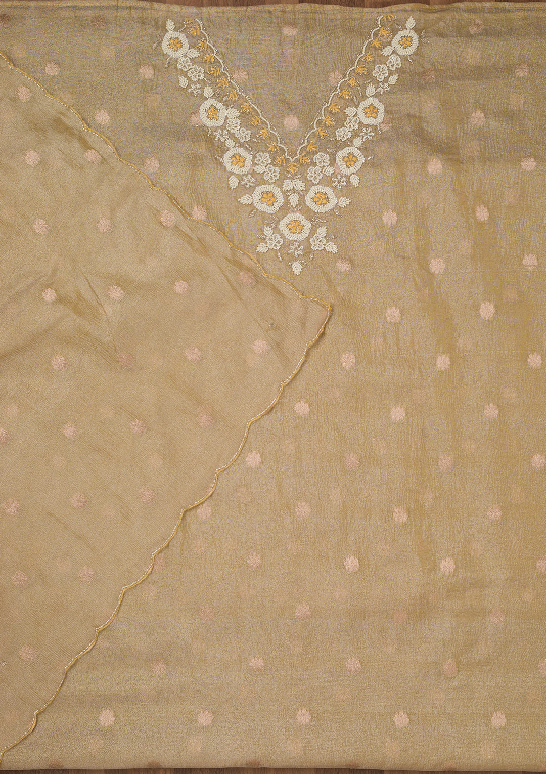 Pista Green Stonework Tissue Unstitched Salwar Suit