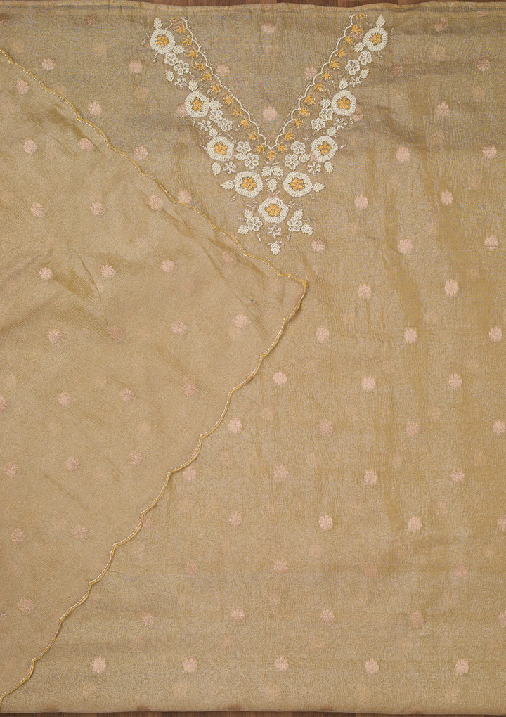 Pista Green Stonework Tissue Unstitched Salwar Suit