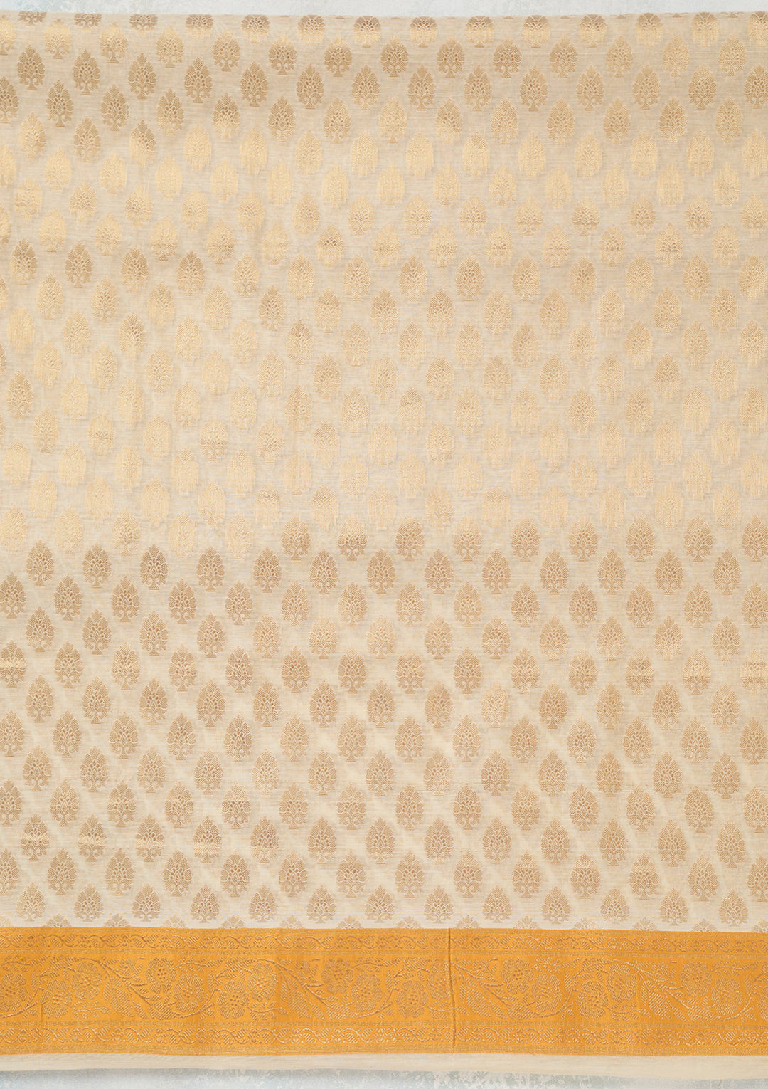 Beige Zariwork (Gold) Banarasi Unstitched Salwar Suit