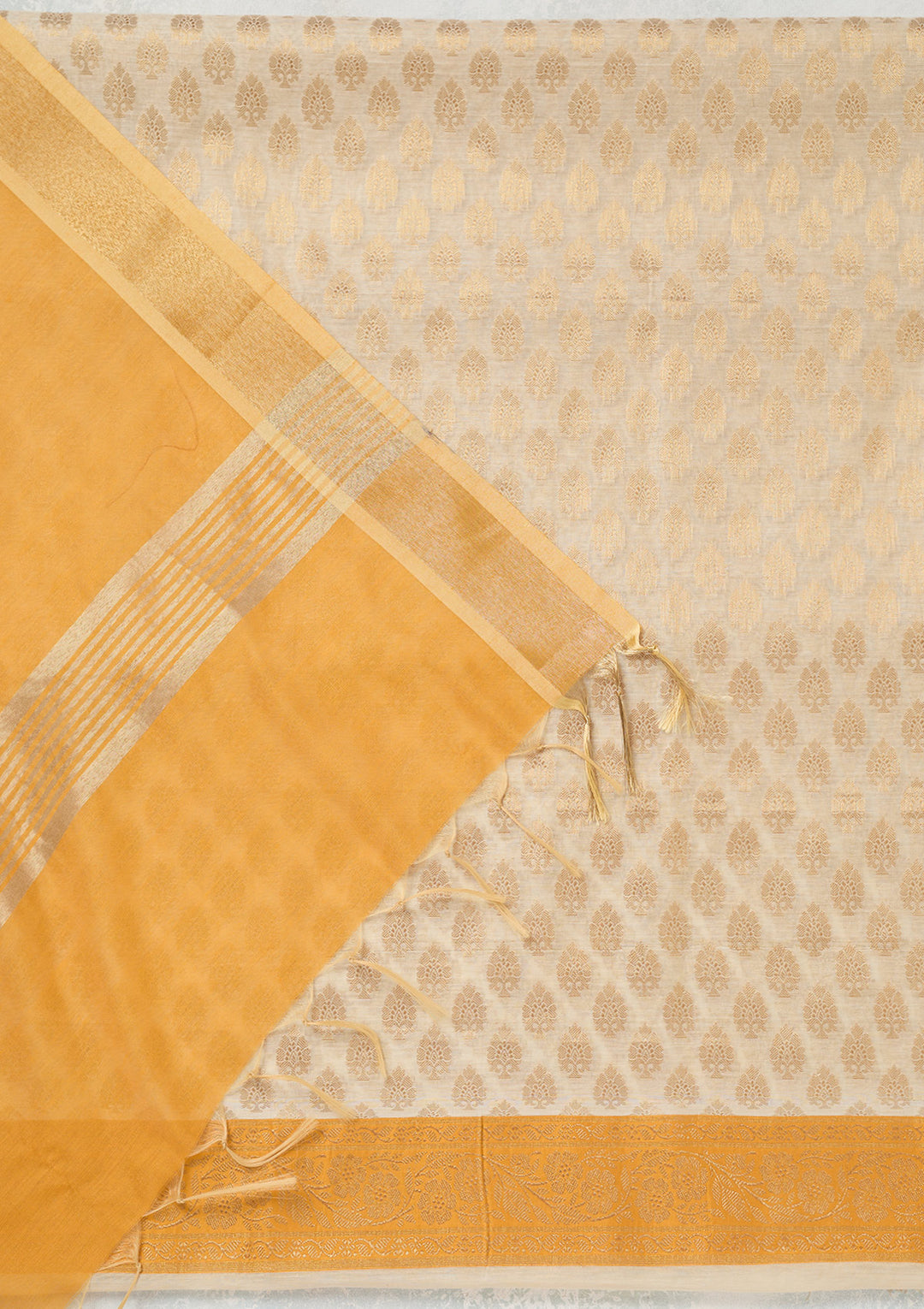 Beige Zariwork (Gold) Banarasi Unstitched Salwar Suit