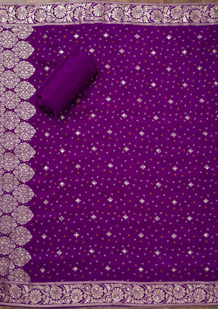Koskii Chinon Purple Salwar Suit – Mirrorwork Elegance
