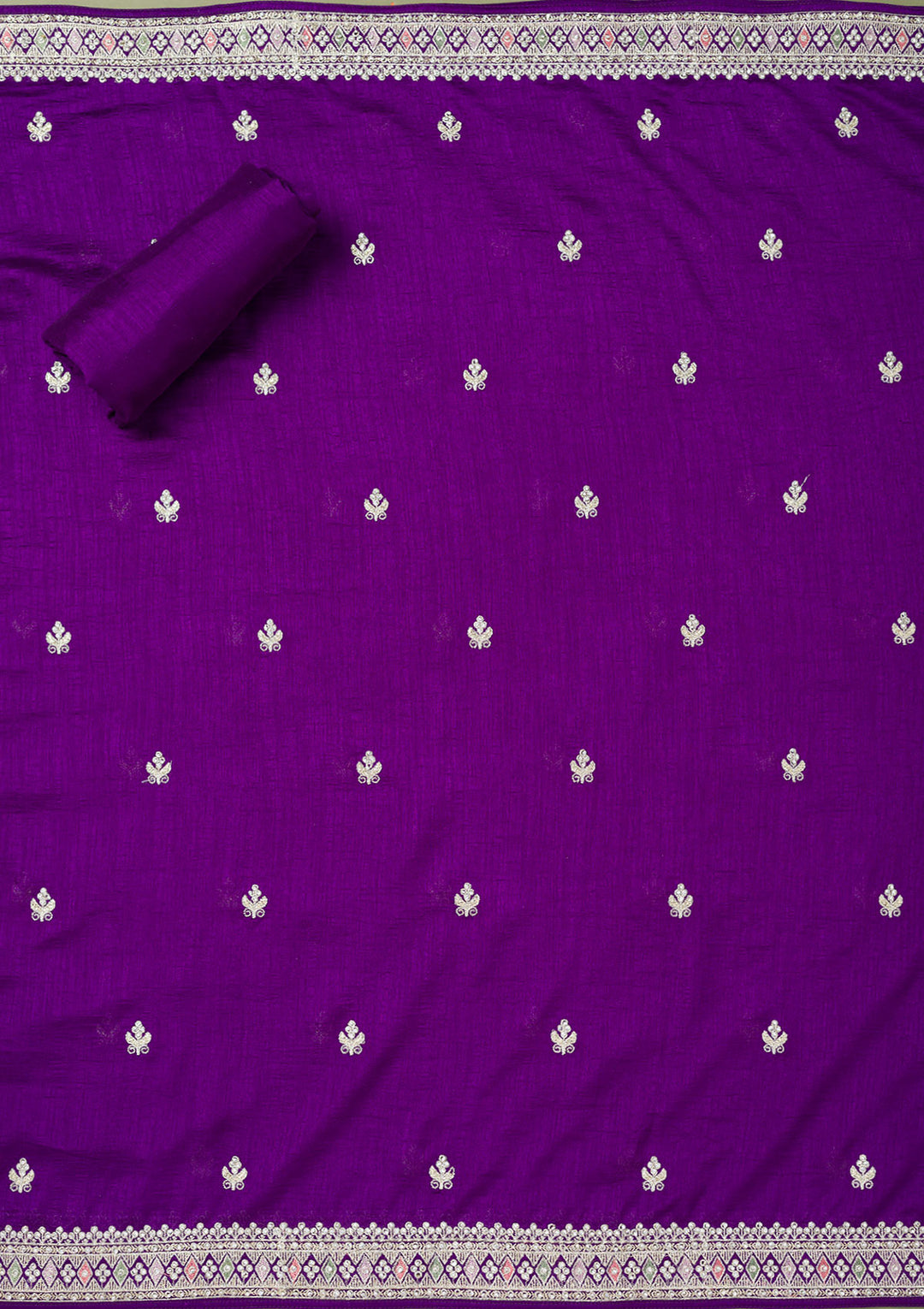Purple Zariwork Art Silk Unstitched Salwar Suit