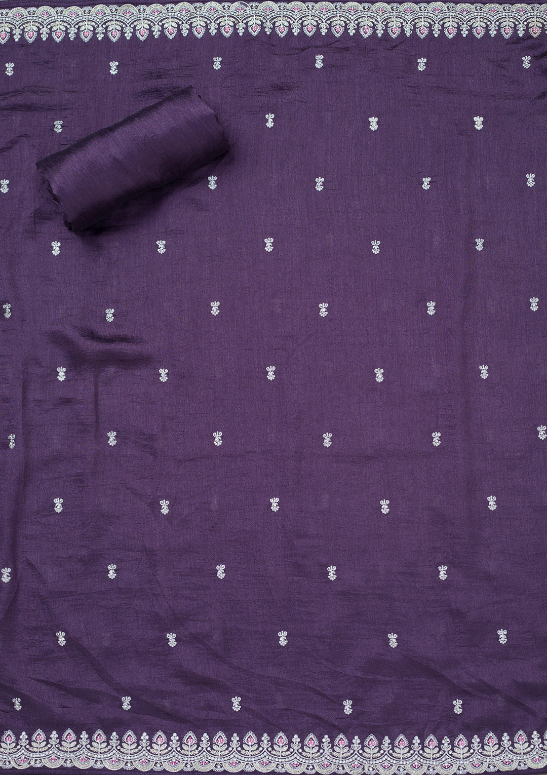 Lavender Zariwork Soft Raw Silk Unstitched Salwar Suit