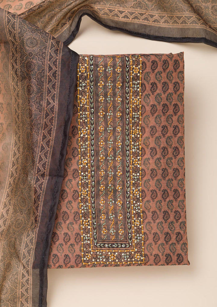 Koskii Chanderi Multicolor Salwar Suit – Unstitched Elegance